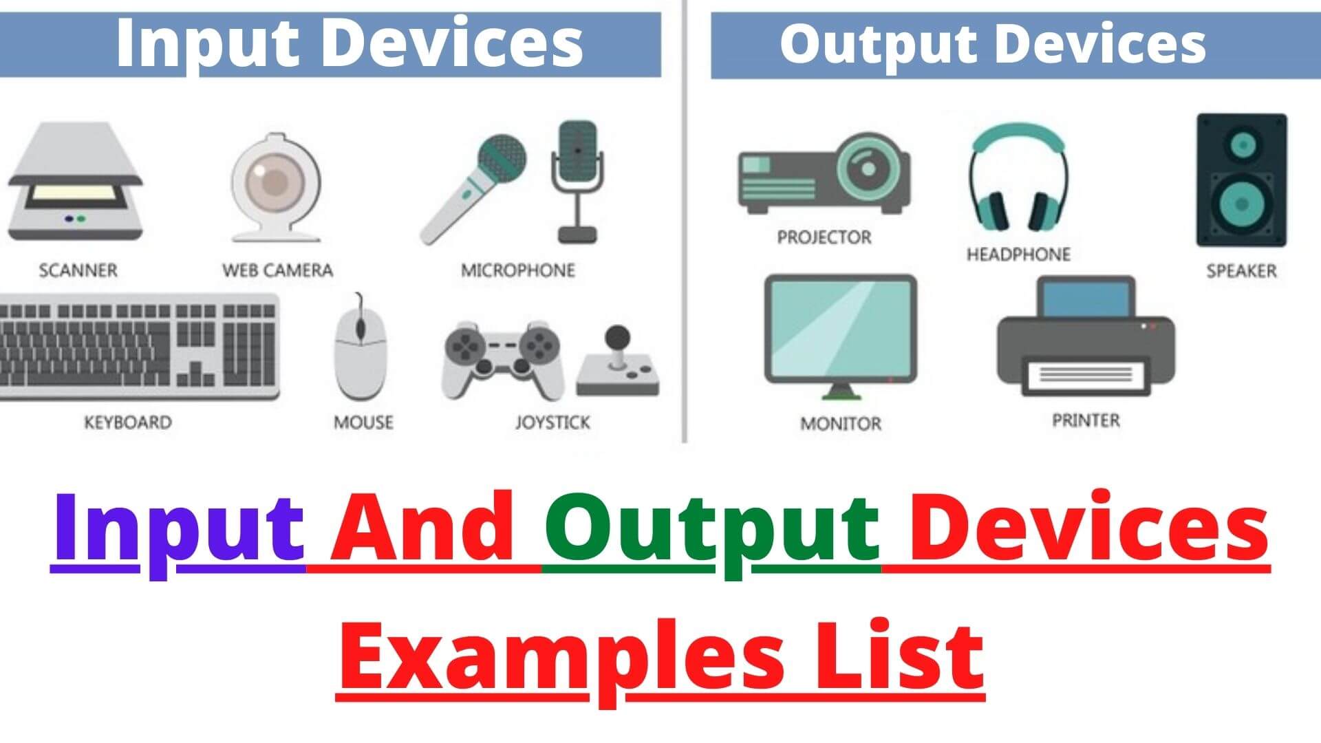 Input And Output Devices Examples List